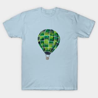 Watercolor Hot Air Balloon - green and gray T-Shirt